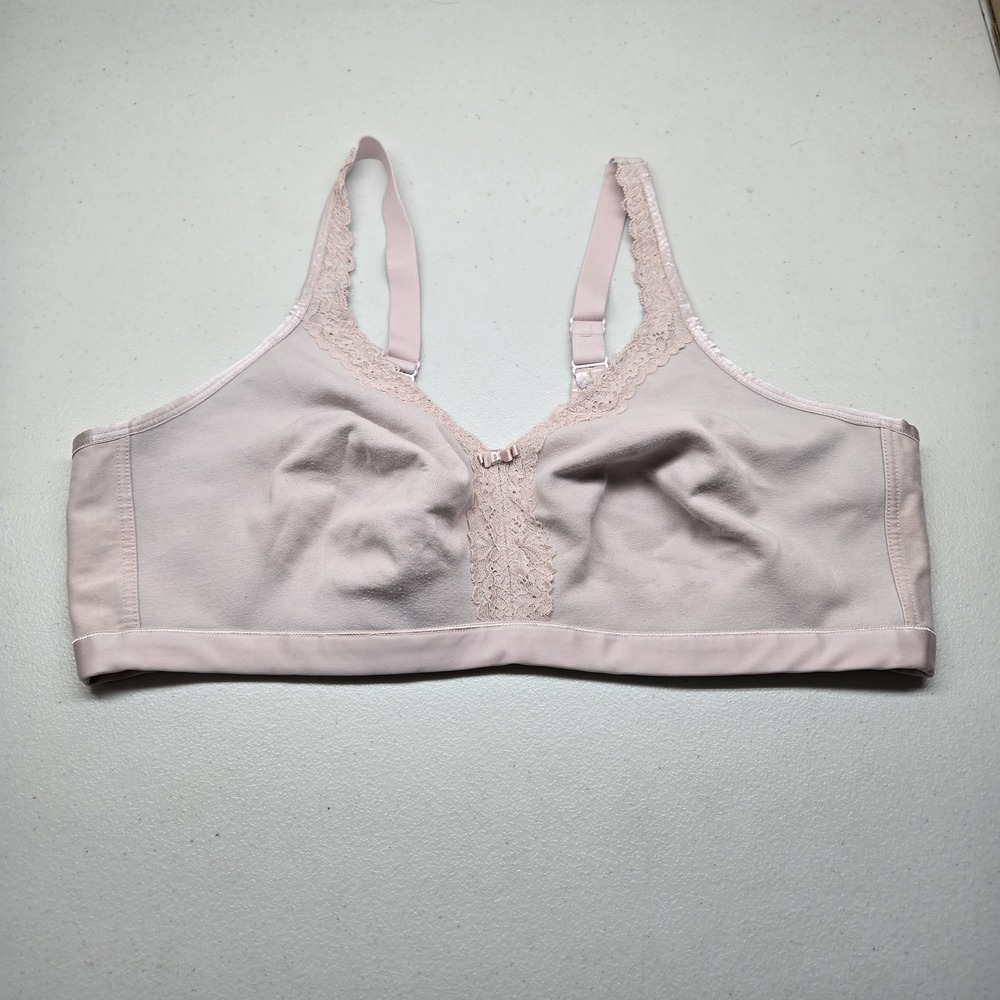 Curvy Couture Women Bra 42D Light Pink 1010 Bralette Wireless Lace Knit